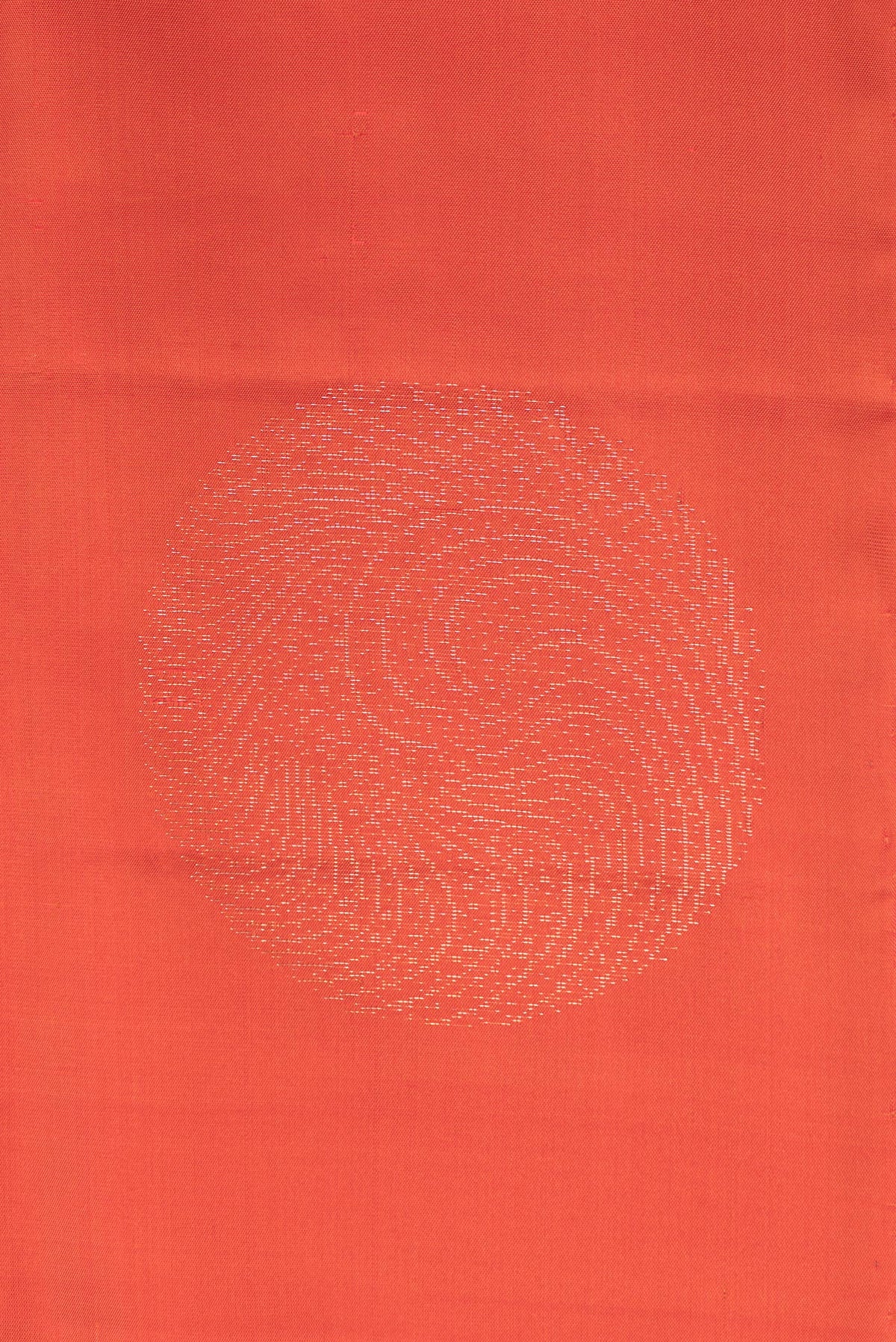 Border image of Pure Silk Brick Orange Dual Tone Soft Saree with Zari Butta on the body and Without Border. 
