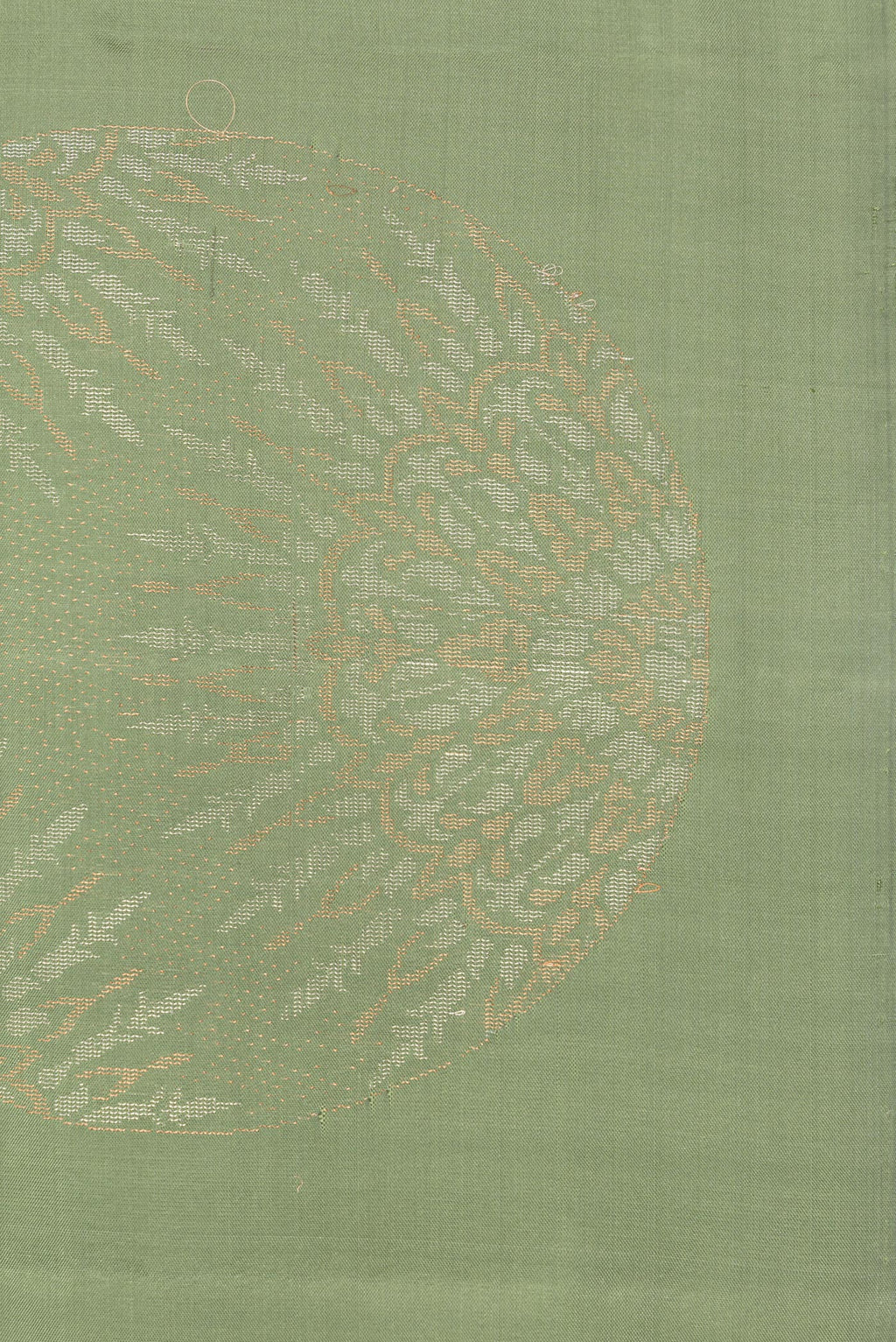 Border image of Pure Silk Pista Green Dual Tone Soft Saree with Zari Butta on the body and Without Border. 