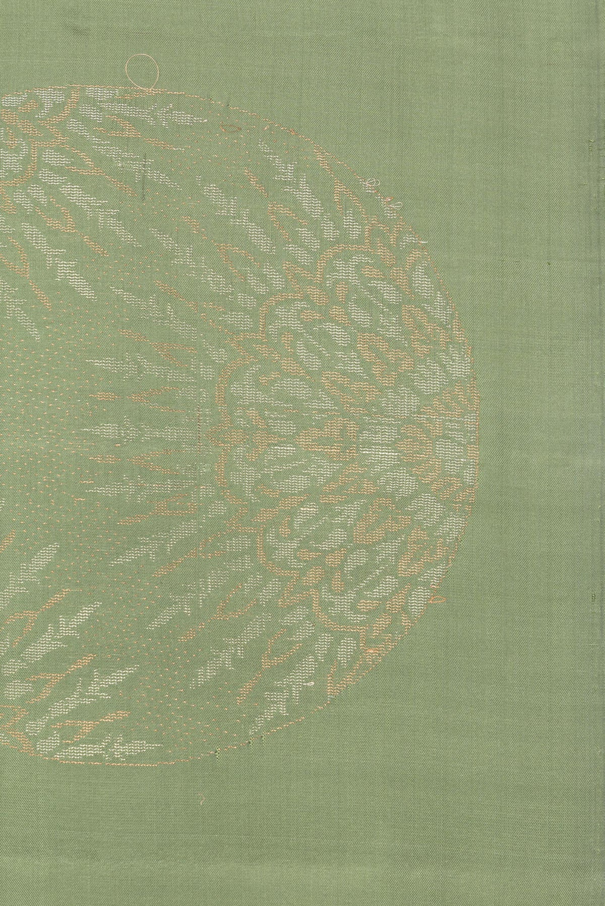 Border image of Pure Silk Pista Green Dual Tone Soft Saree with Zari Butta on the body and Without Border. 