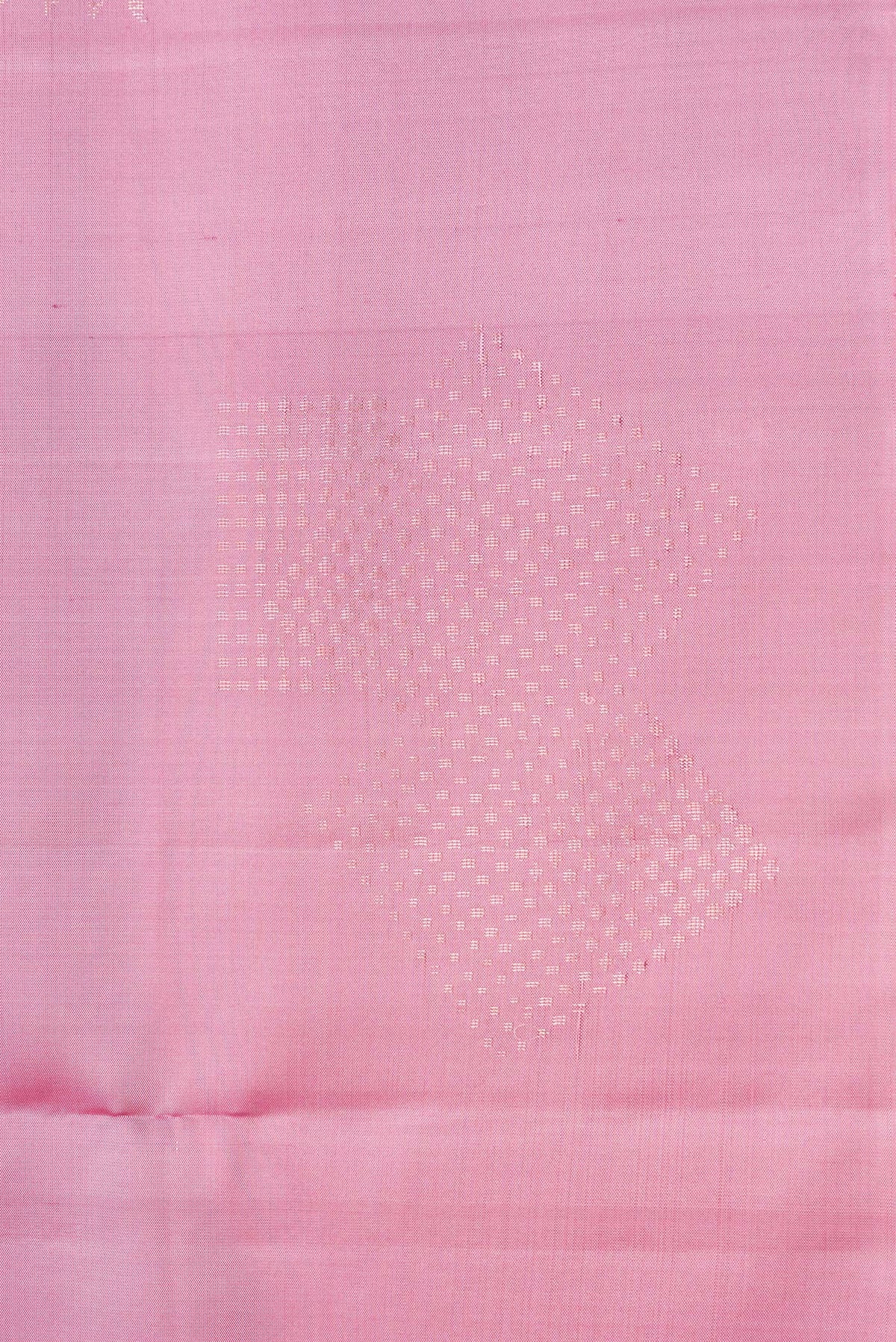 Border image of Pure Silk Pink Dual Tone Soft Saree with Zari Butta on the body and Without Border. 