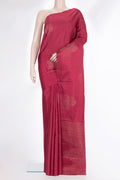 Pure Silk Dark Pink Dual Tone Soft Saree with Zari Butta on the body and Without Border.  displayed on a mannequin