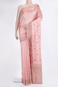 Rose pink Dual Tone Raw Saree with Zari Butta on the body and Zari Border.  displayed on a mannequin