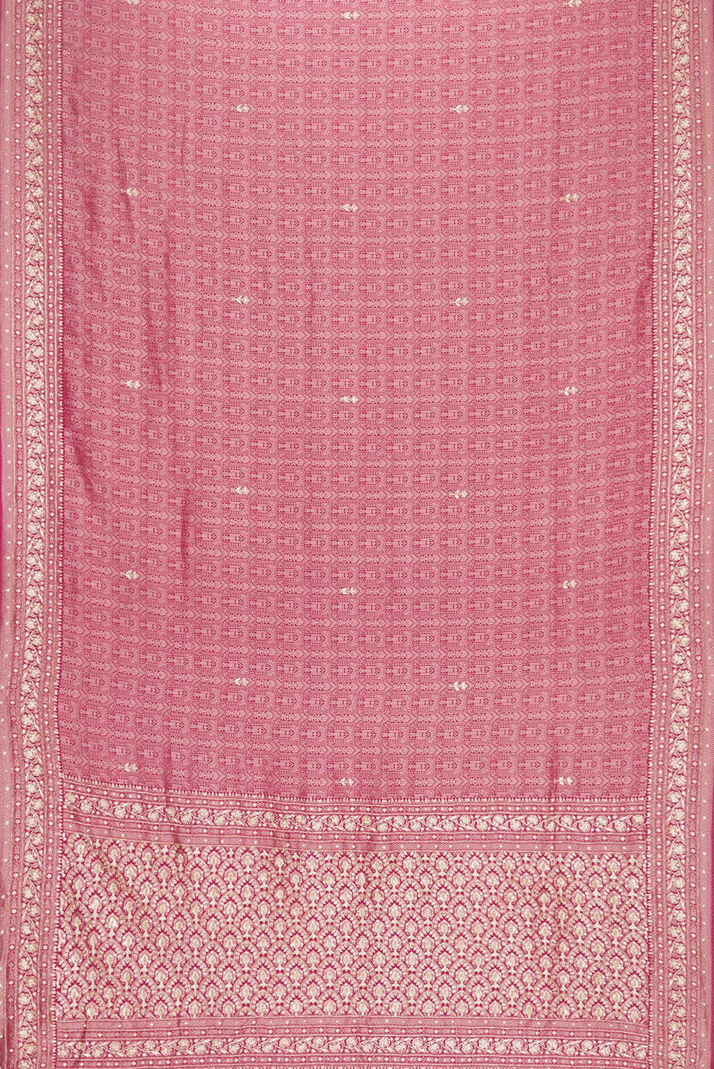 Flat view of Dark Pink Dual Tone Crepe Saree with Embroidered on the body and Sequin Border. 