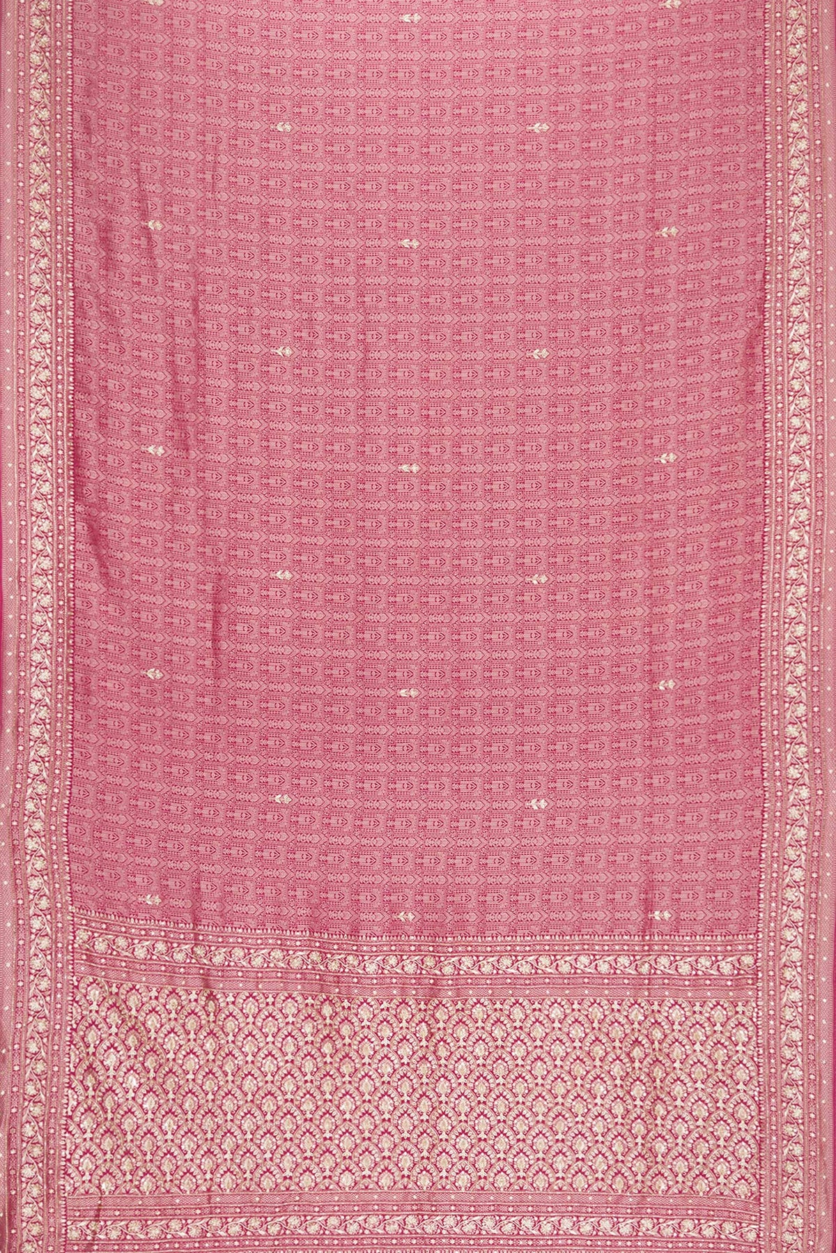 Flat view of Dark Pink Dual Tone Crepe Saree with Embroidered on the body and Sequin Border. 