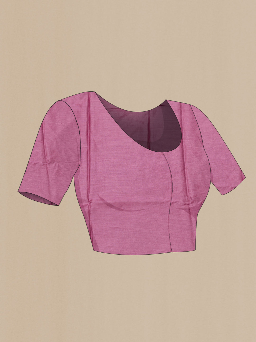 Close up image of the blouse of Pure Silk Pink Tussar Saree with Embroidered on the body and Embroidered Border. 