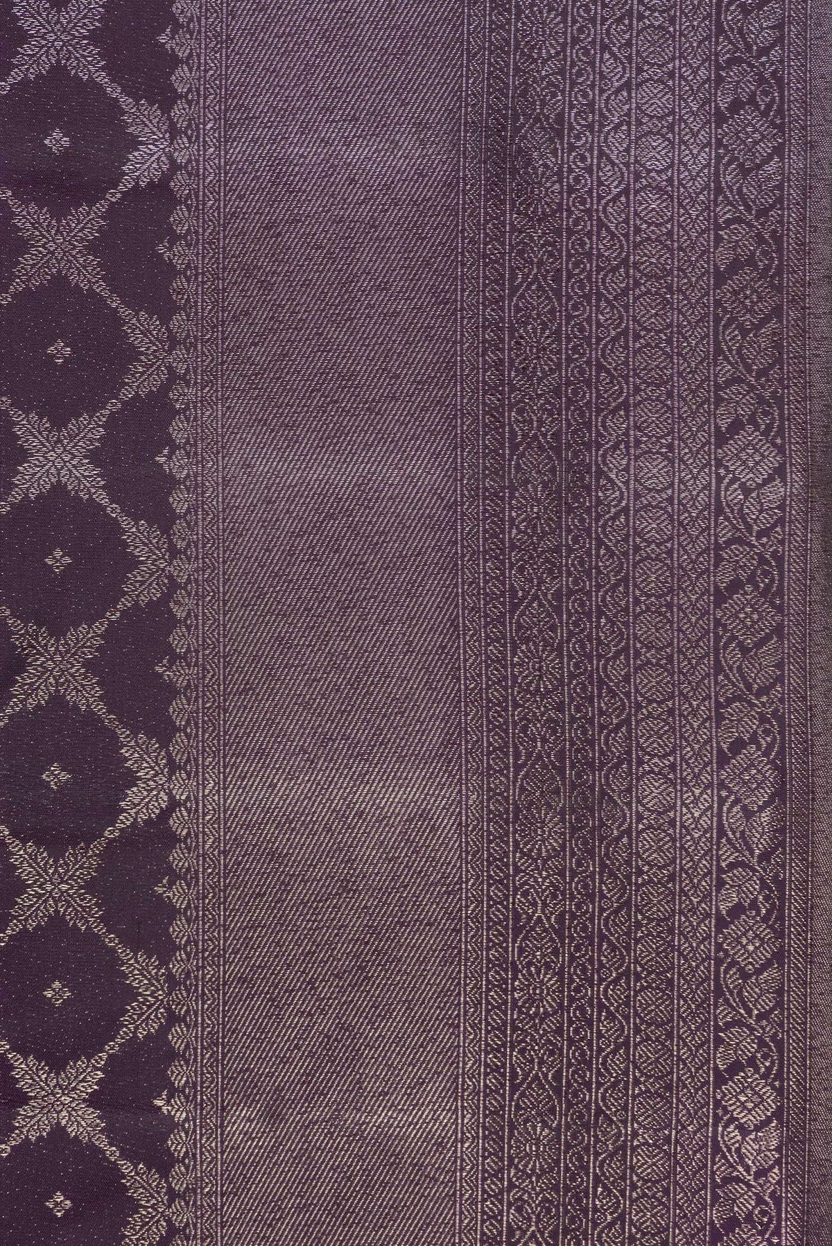 Border image of Pure Silk Burgundy Dual Tone Kanjivaram Saree with Zari Brocade on the body and Fancy Border. 