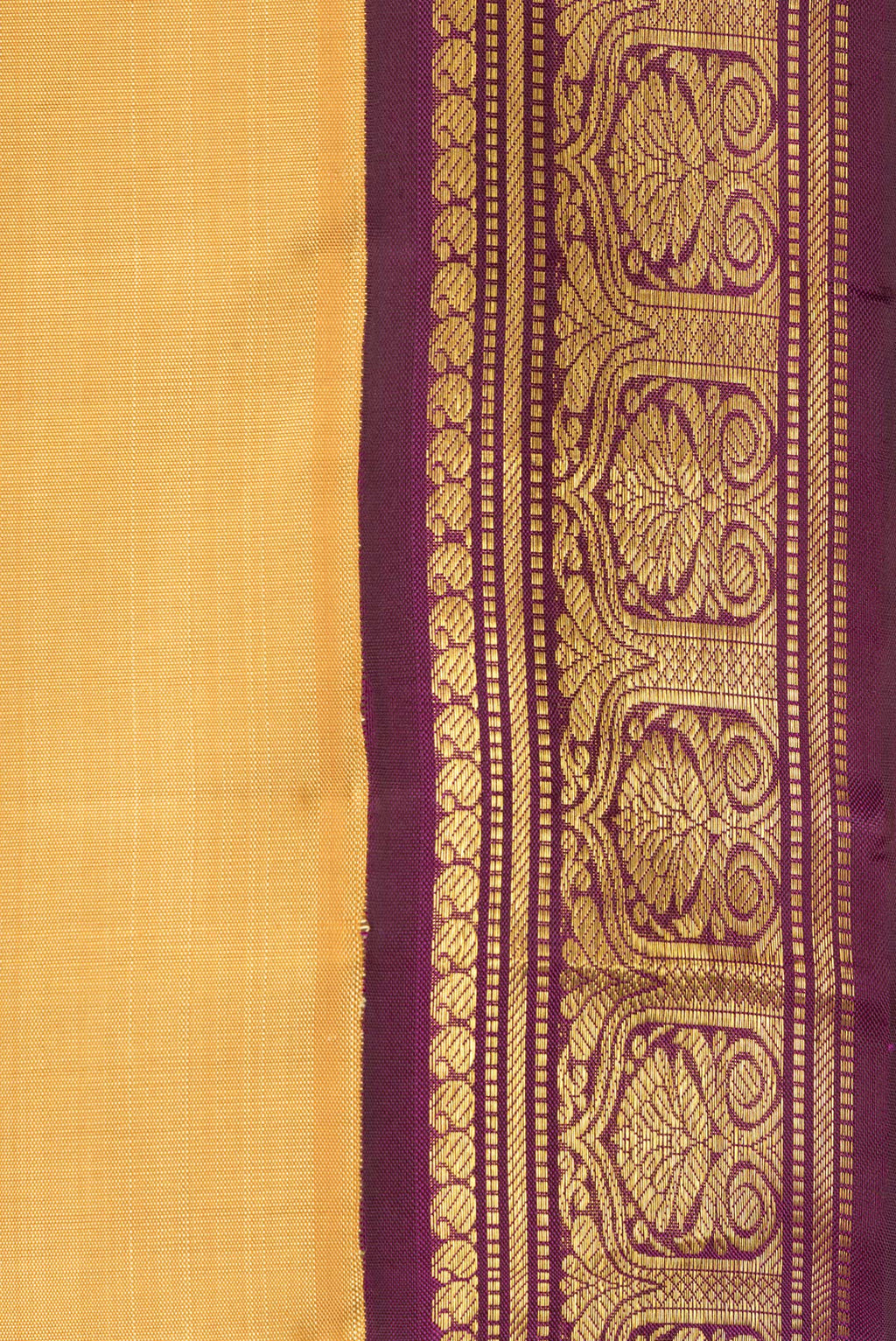 Border image of Pure Silk Sandal Dual Tone Kanjivaram Saree with Plain Body and Zari Border. 