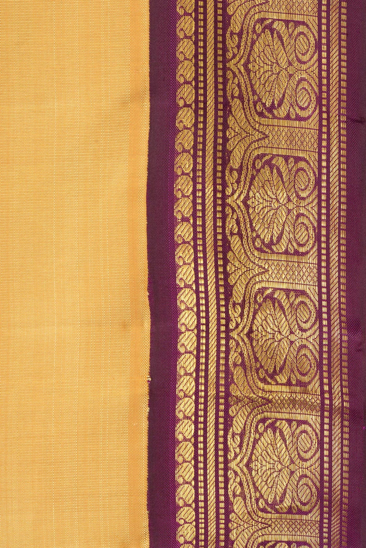 Border image of Pure Silk Sandal Dual Tone Kanjivaram Saree with Plain Body and Zari Border. 