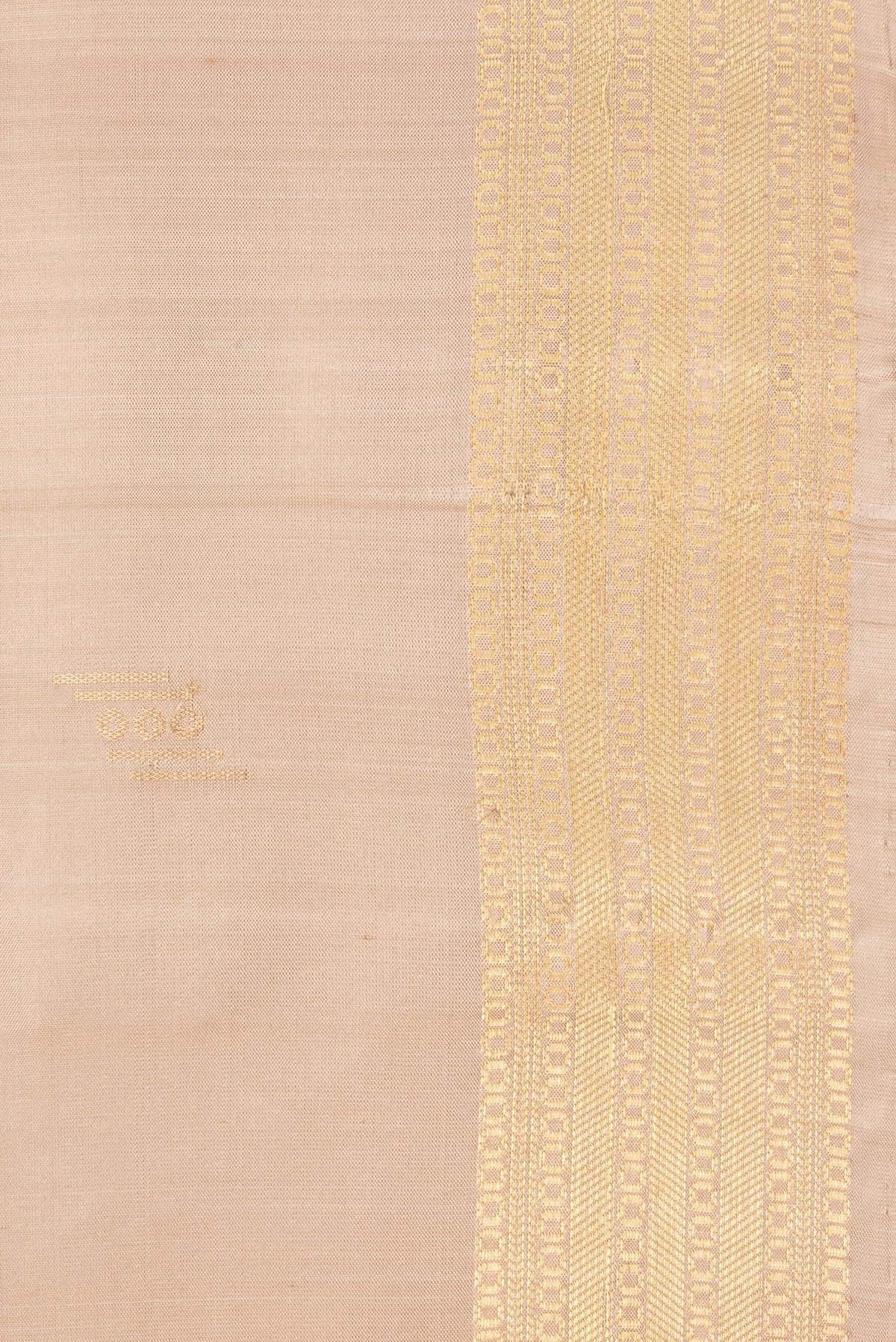 Border image of Pure Silk Dark Beige Dual Tone Soft Saree with Zari Butta on the body and Zari Border. 
