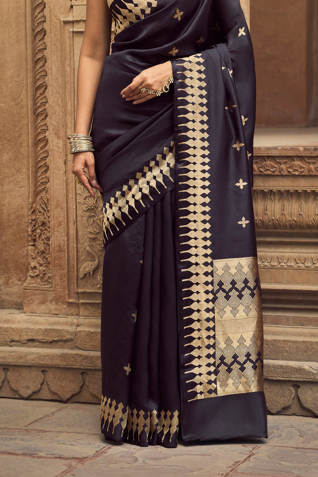 Mahima - Classic Black Banarasi Silk Saree