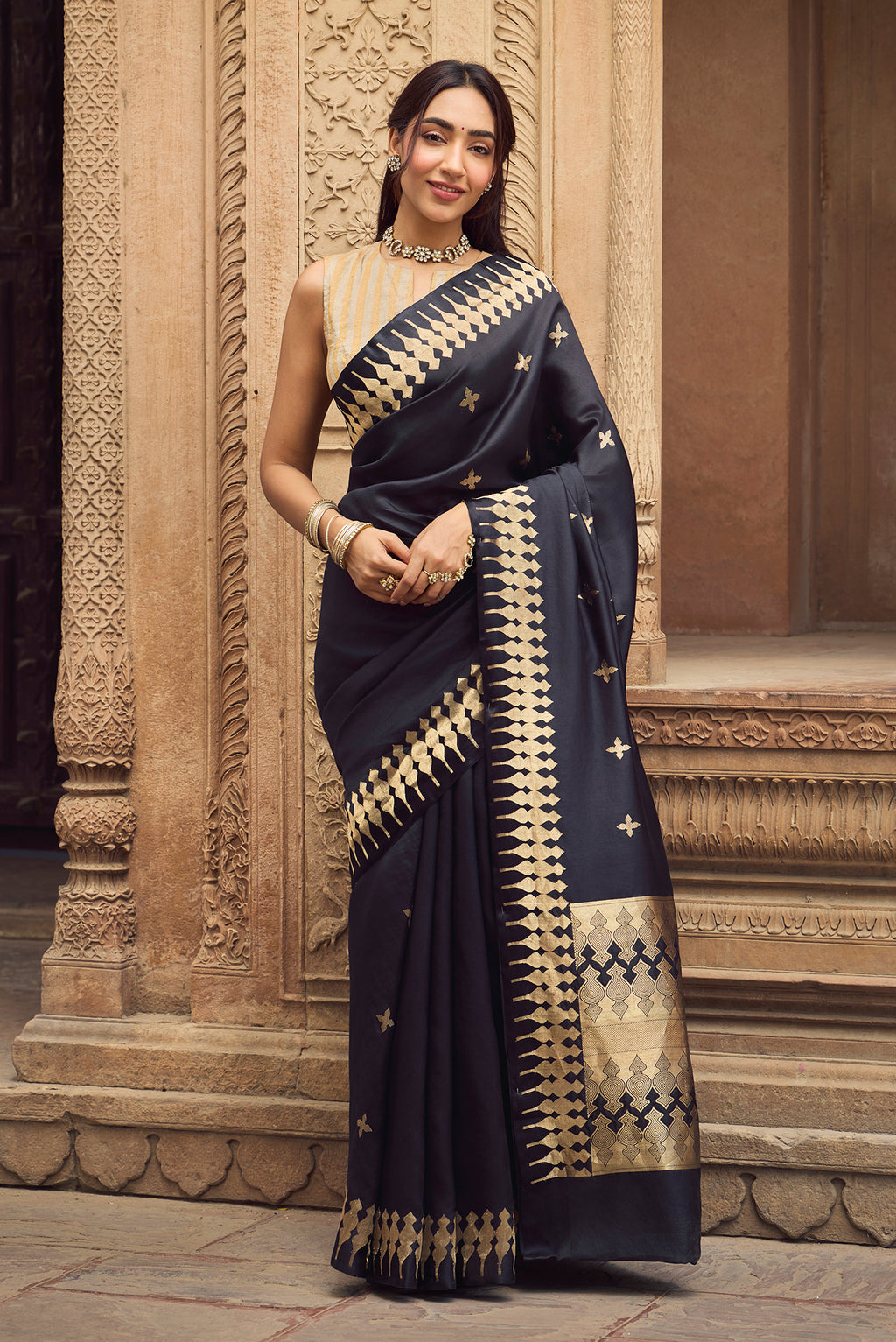 Mahima - Classic Black Banarasi Silk Saree