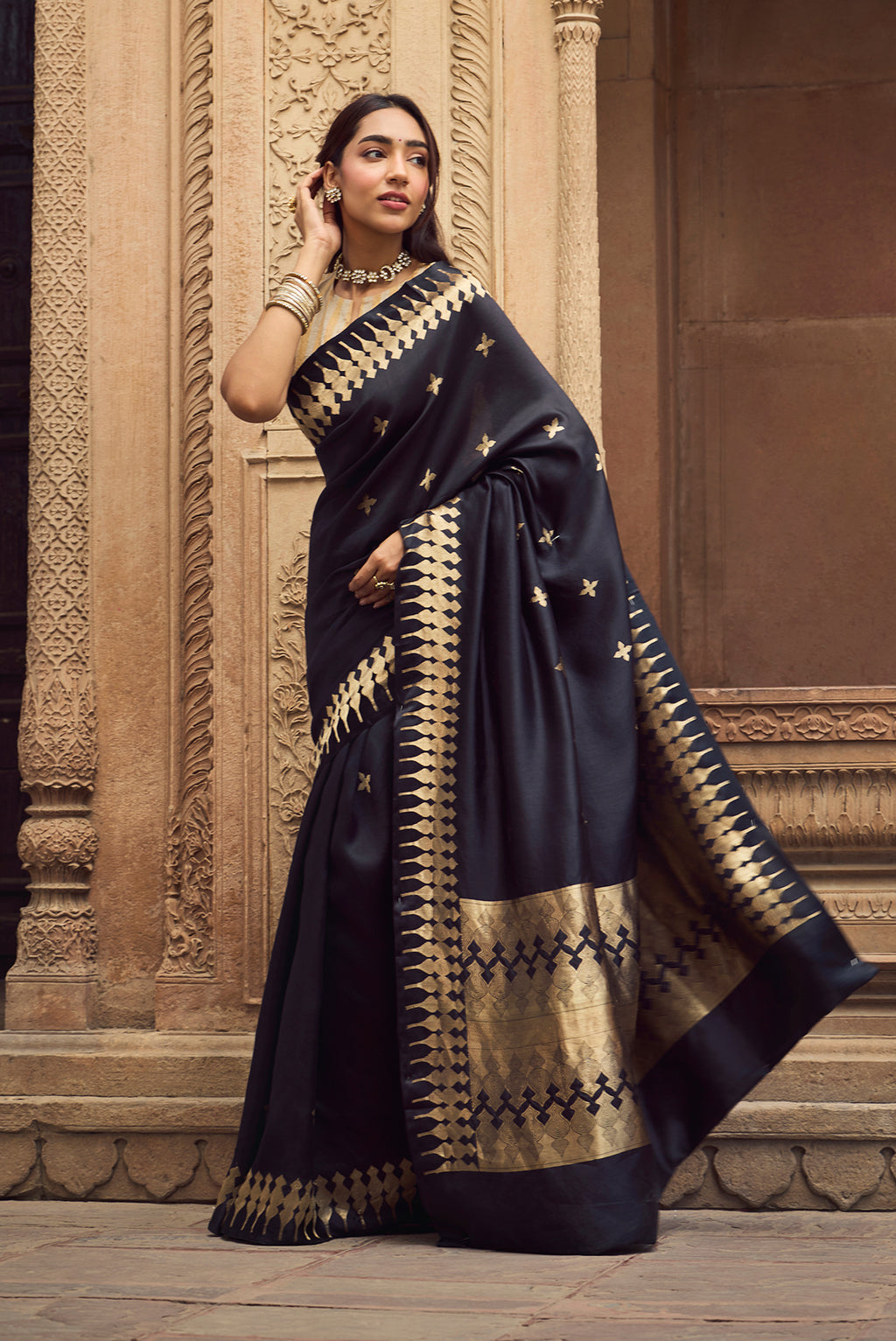 Mahima - Classic Black Banarasi Silk Saree