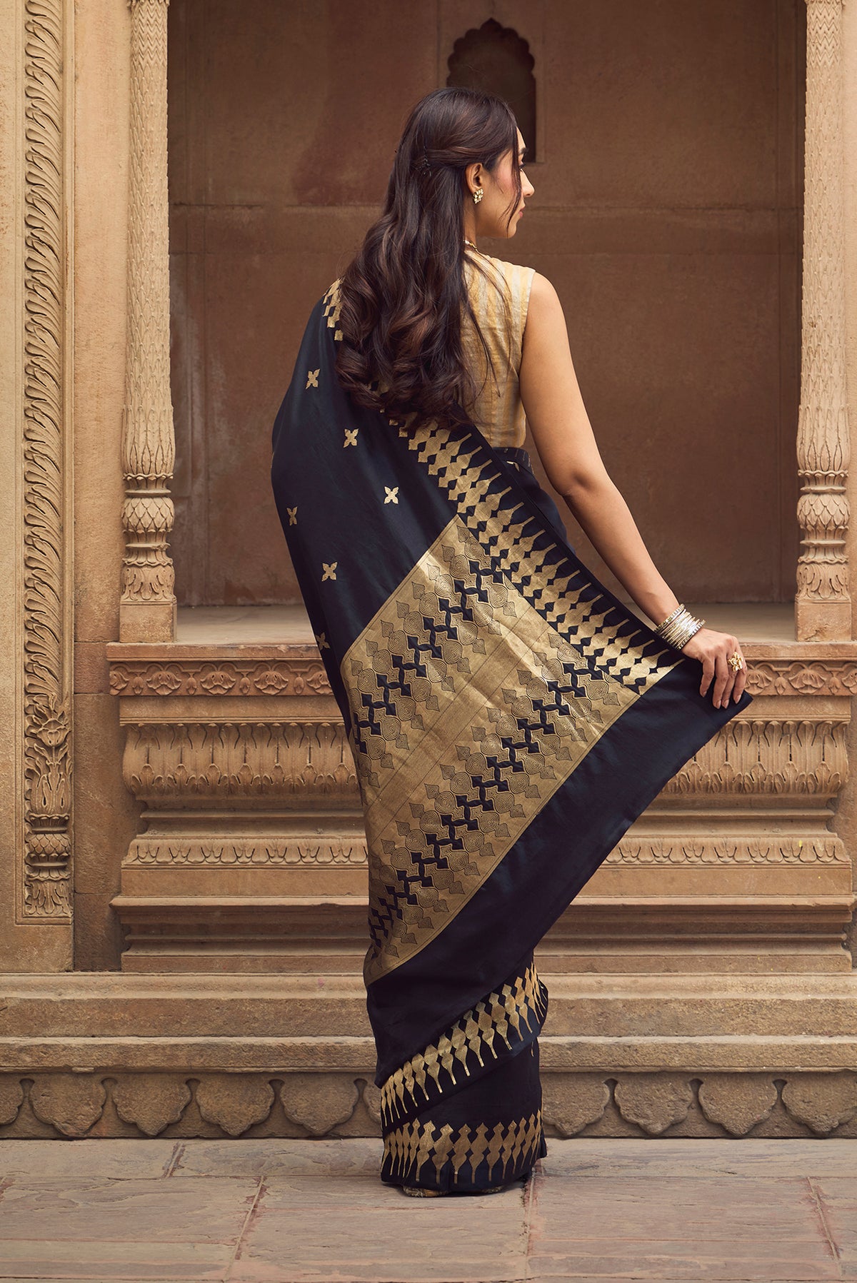 Mahima - Classic Black Banarasi Silk Saree
