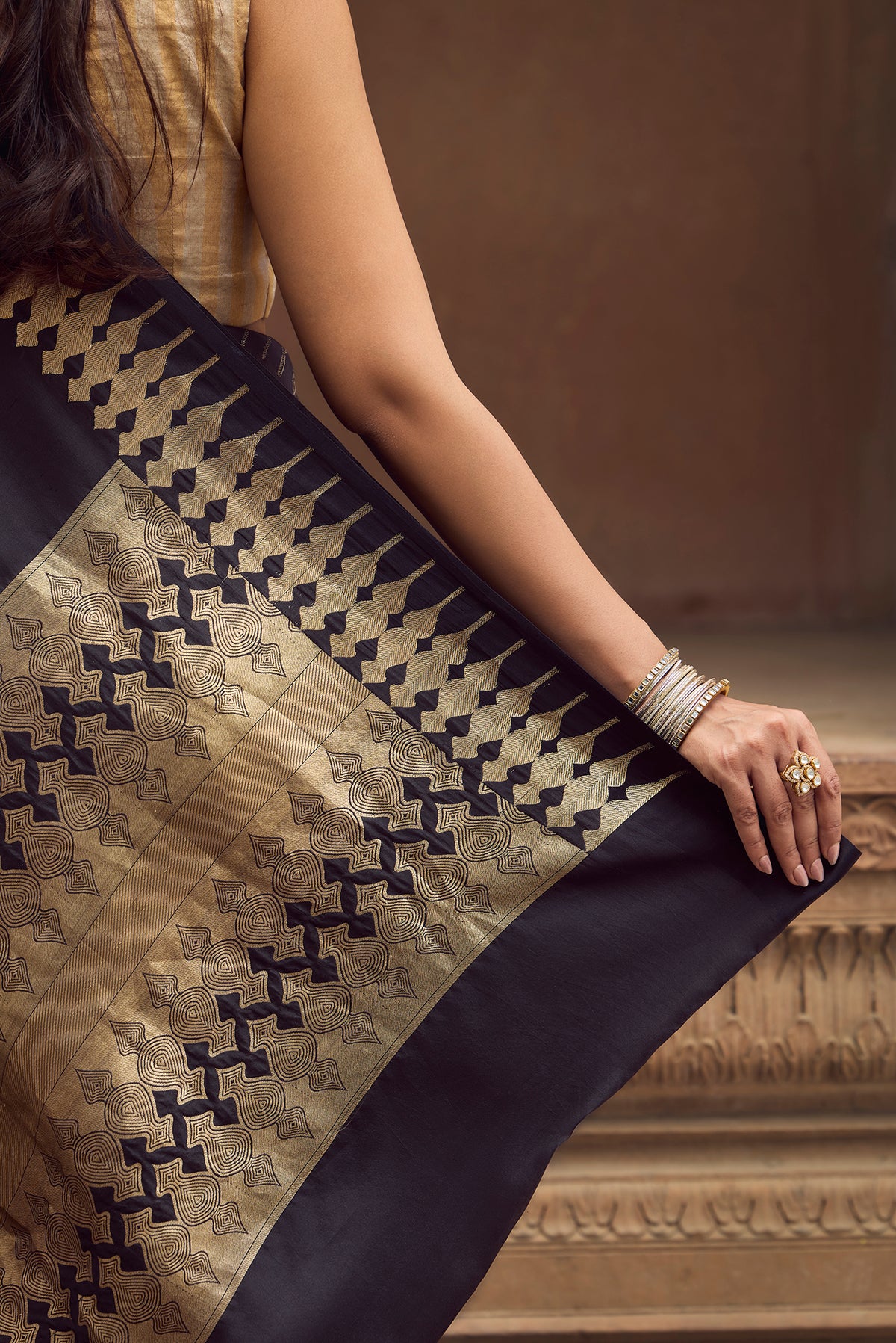 Mahima - Classic Black Banarasi Silk Saree