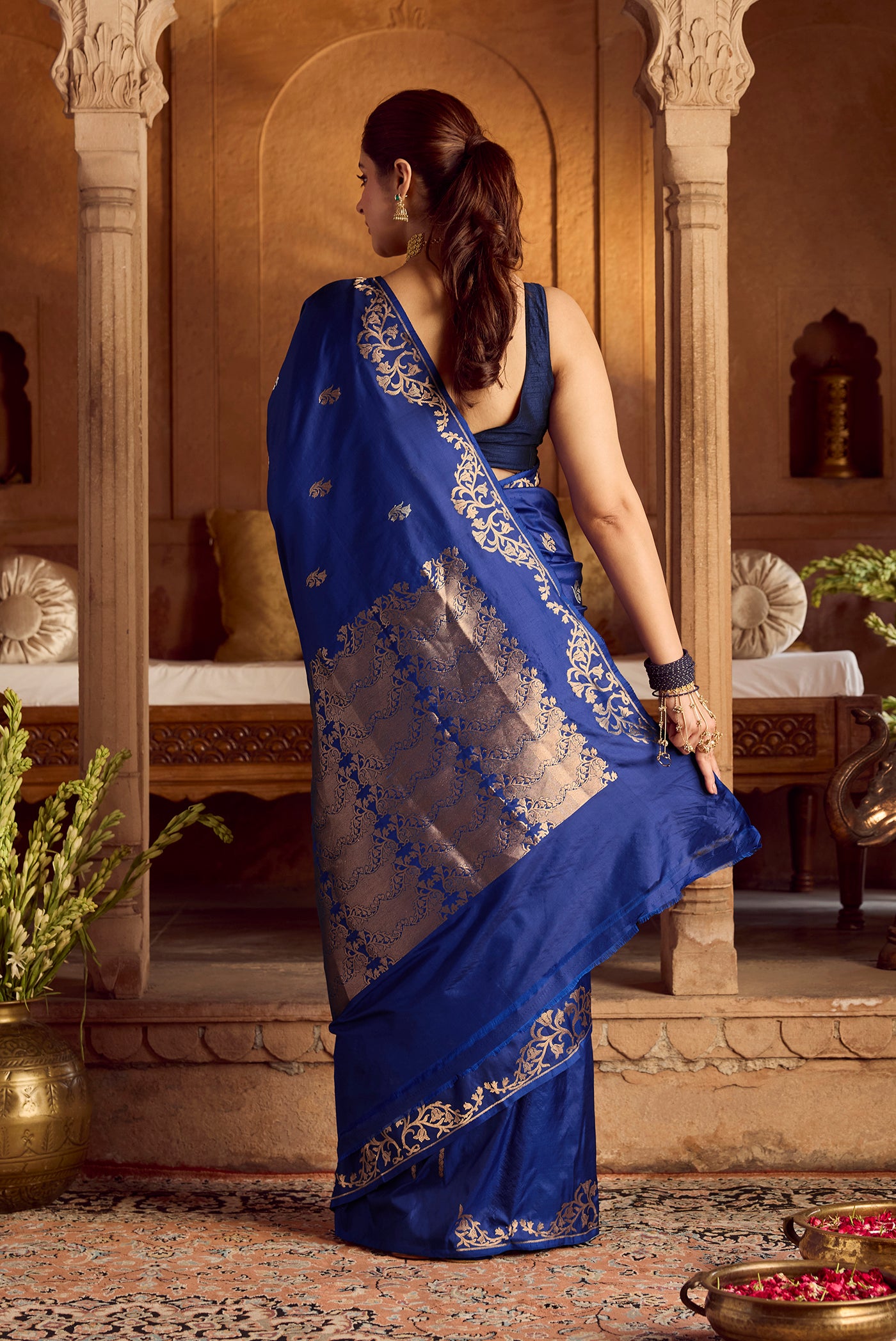 Mrunali-Regal Blue Banarasi Katan Silk Saree