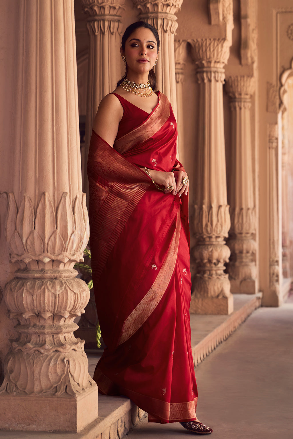 Shyama-Crimson Red Banarasi Katan Silk Saree