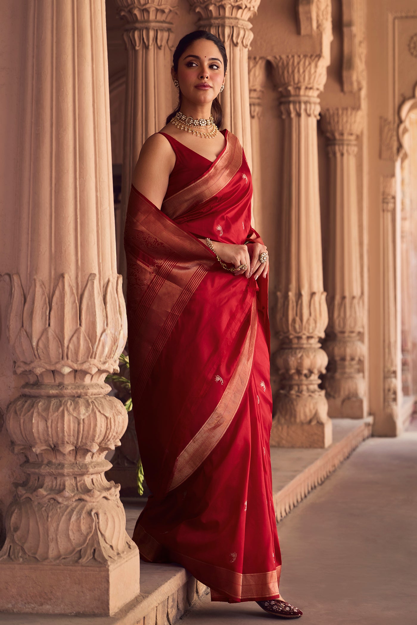 Shyama-Crimson Red Banarasi Katan Silk Saree