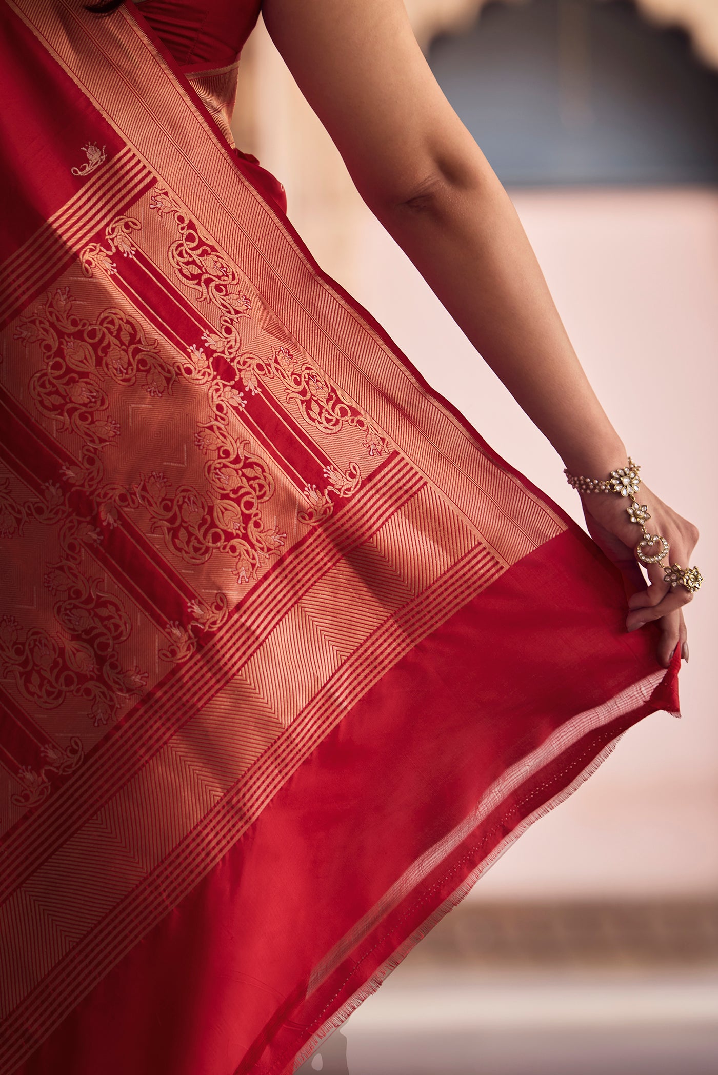 Shyama-Crimson Red Banarasi Katan Silk Saree