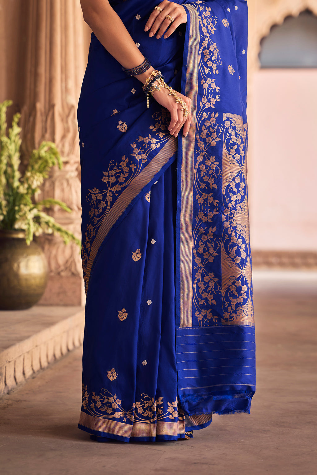 Gul- Royal Blue Banarasi Katan Silk Saree