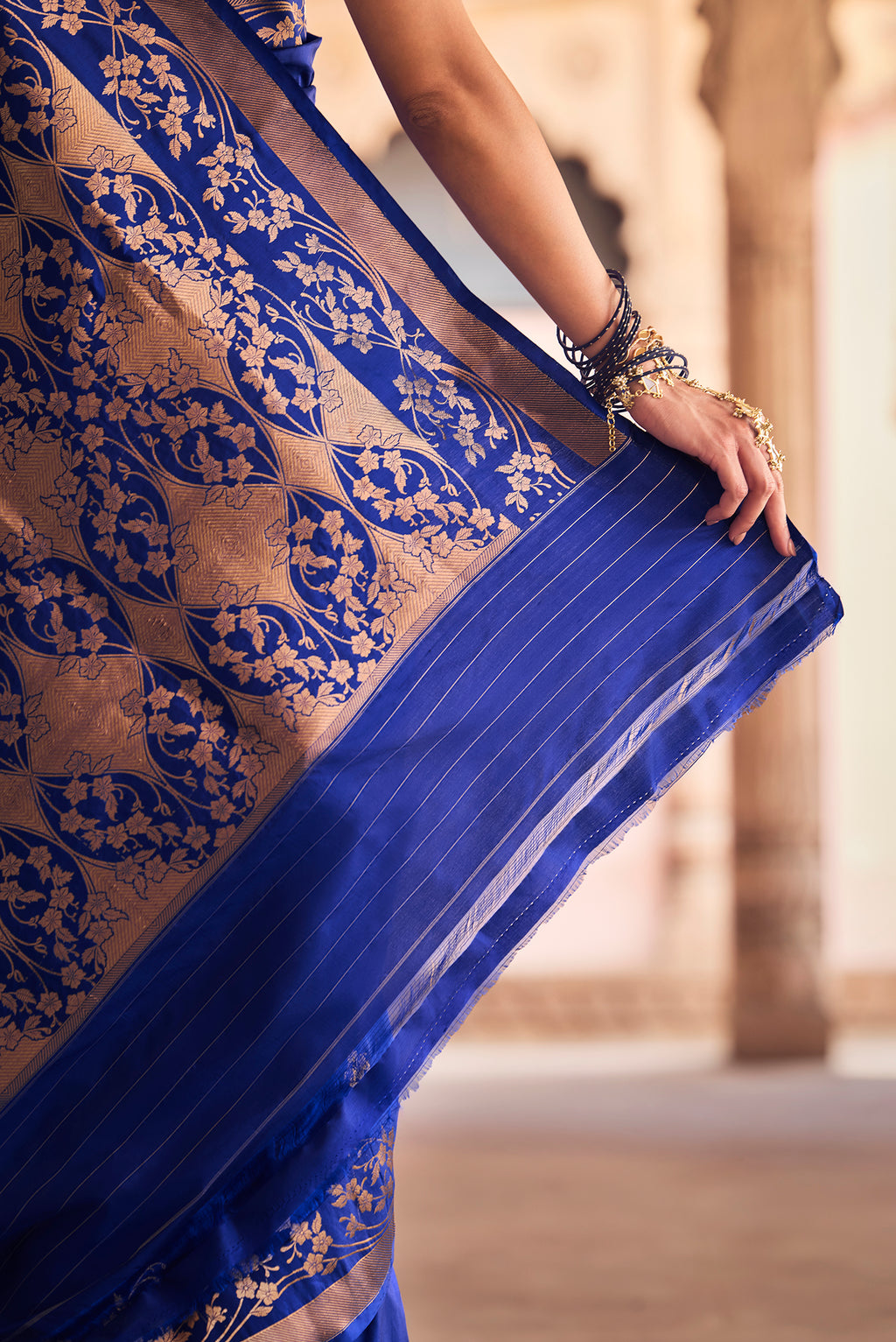 Gul- Royal Blue Banarasi Katan Silk Saree