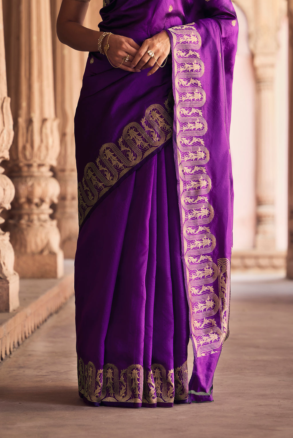 Mandhara - Regal Purple Banarasi Katan Silk Saree