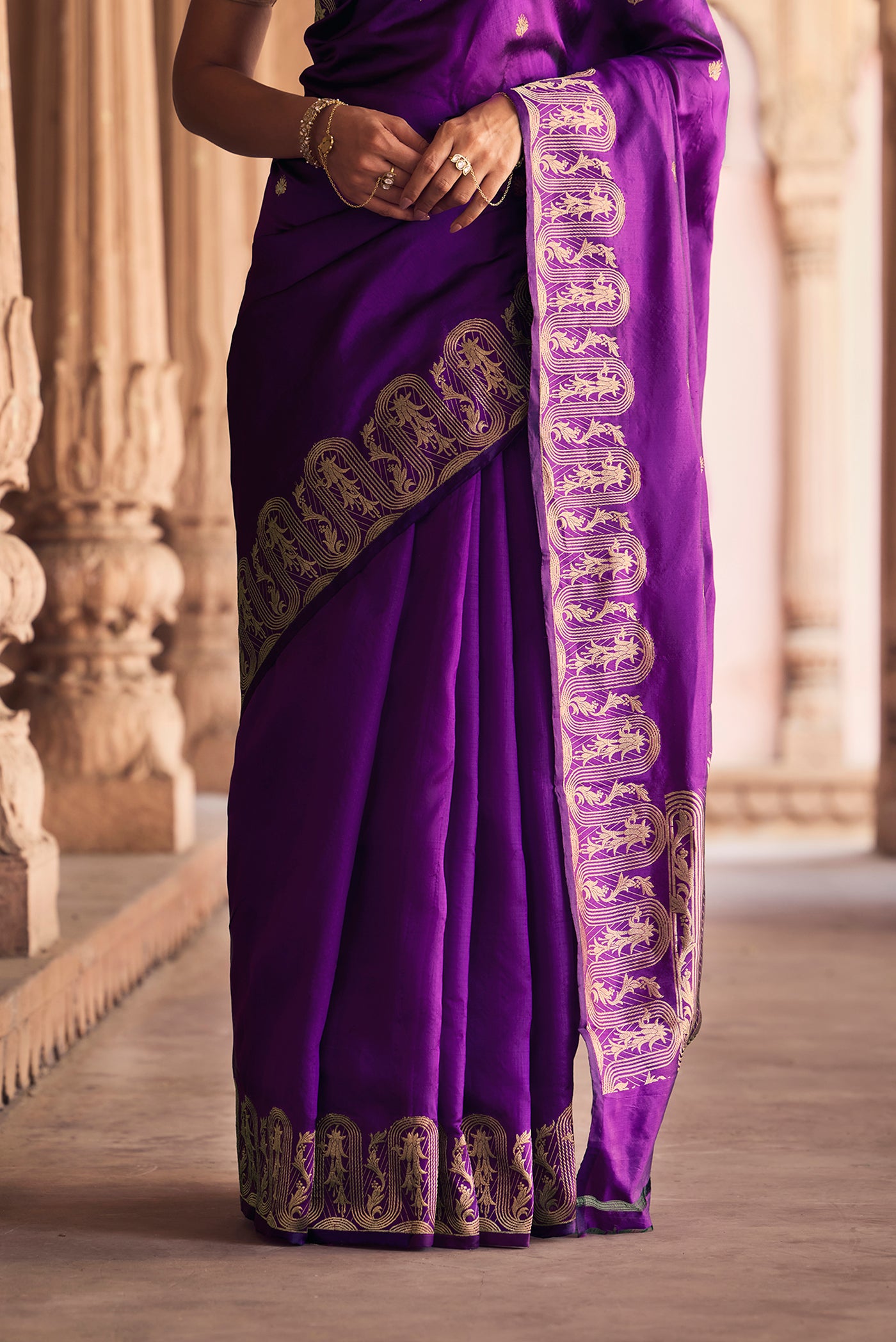 Mandhara - Regal Purple Banarasi Katan Silk Saree