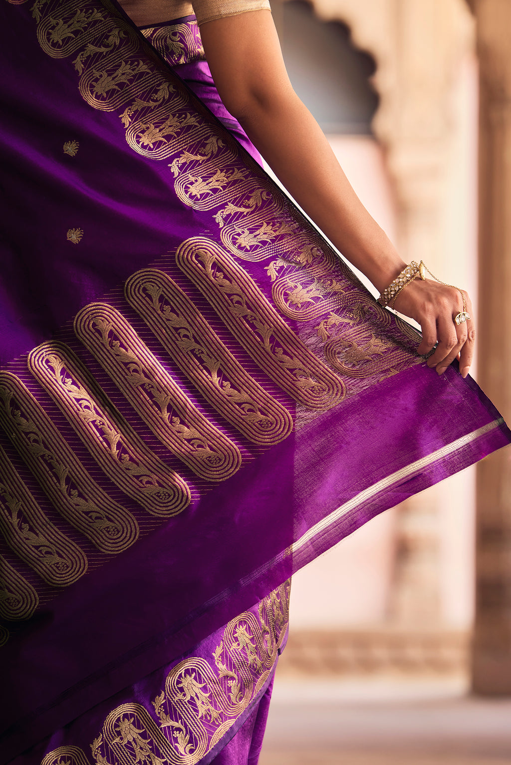 Mandhara - Regal Purple Banarasi Katan Silk Saree