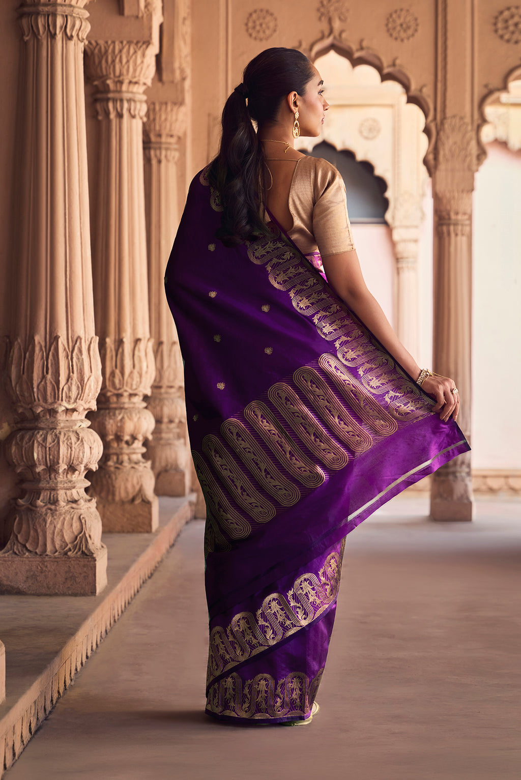 Mandhara - Regal Purple Banarasi Katan Silk Saree