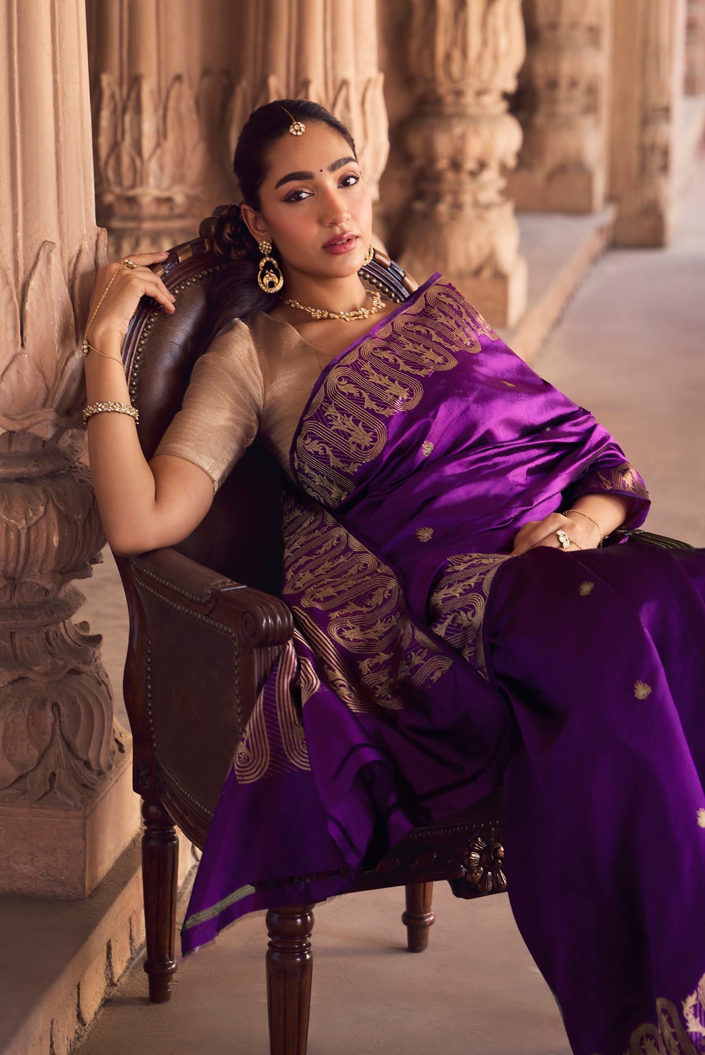 Mandhara - Regal Purple Banarasi Katan Silk Saree
