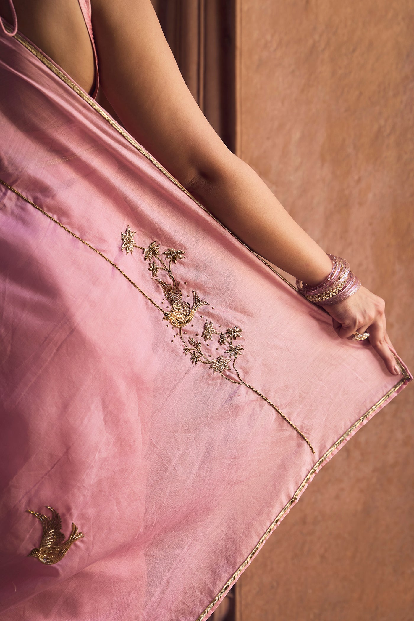 Bulbul- Blush Pink Chanderi Tissue Saree