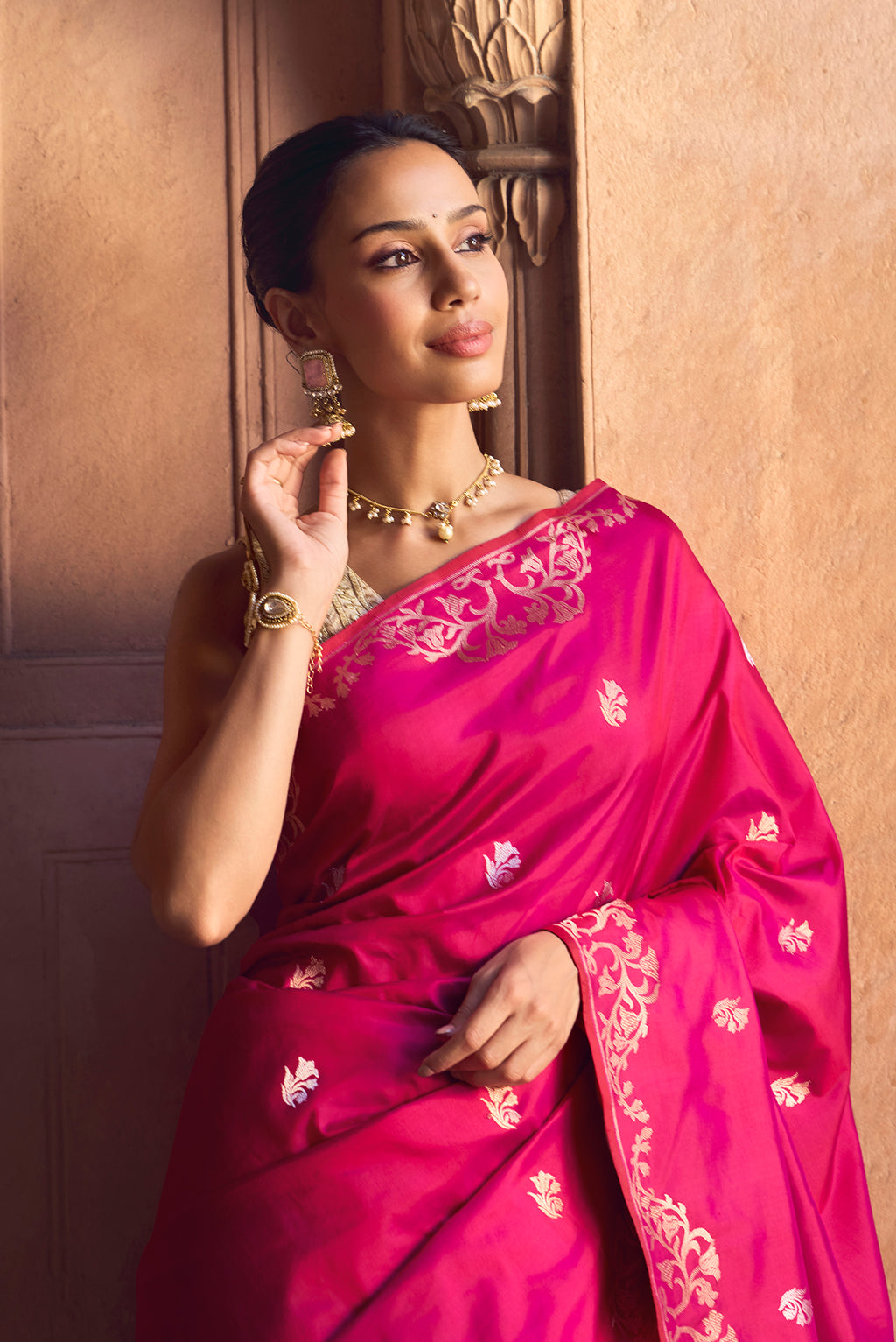 Mrunali- Magenta Banarasi Katan Silk Saree