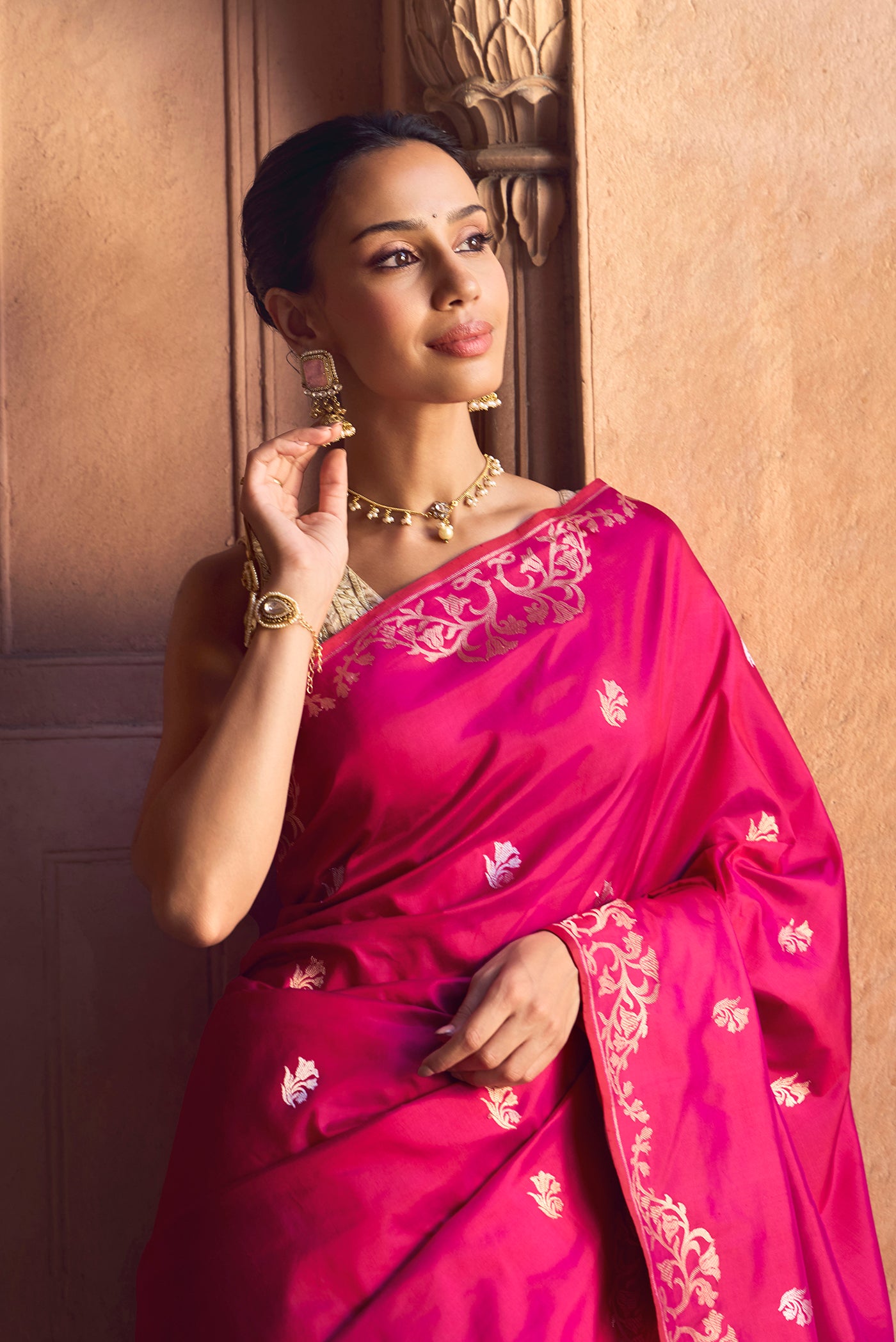 Mrunali- Magenta Banarasi Katan Silk Saree