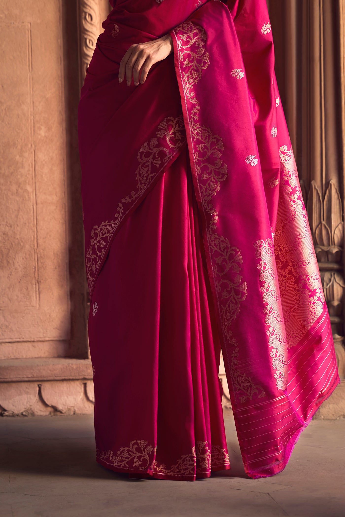 Mrunali- Magenta Banarasi Katan Silk Saree