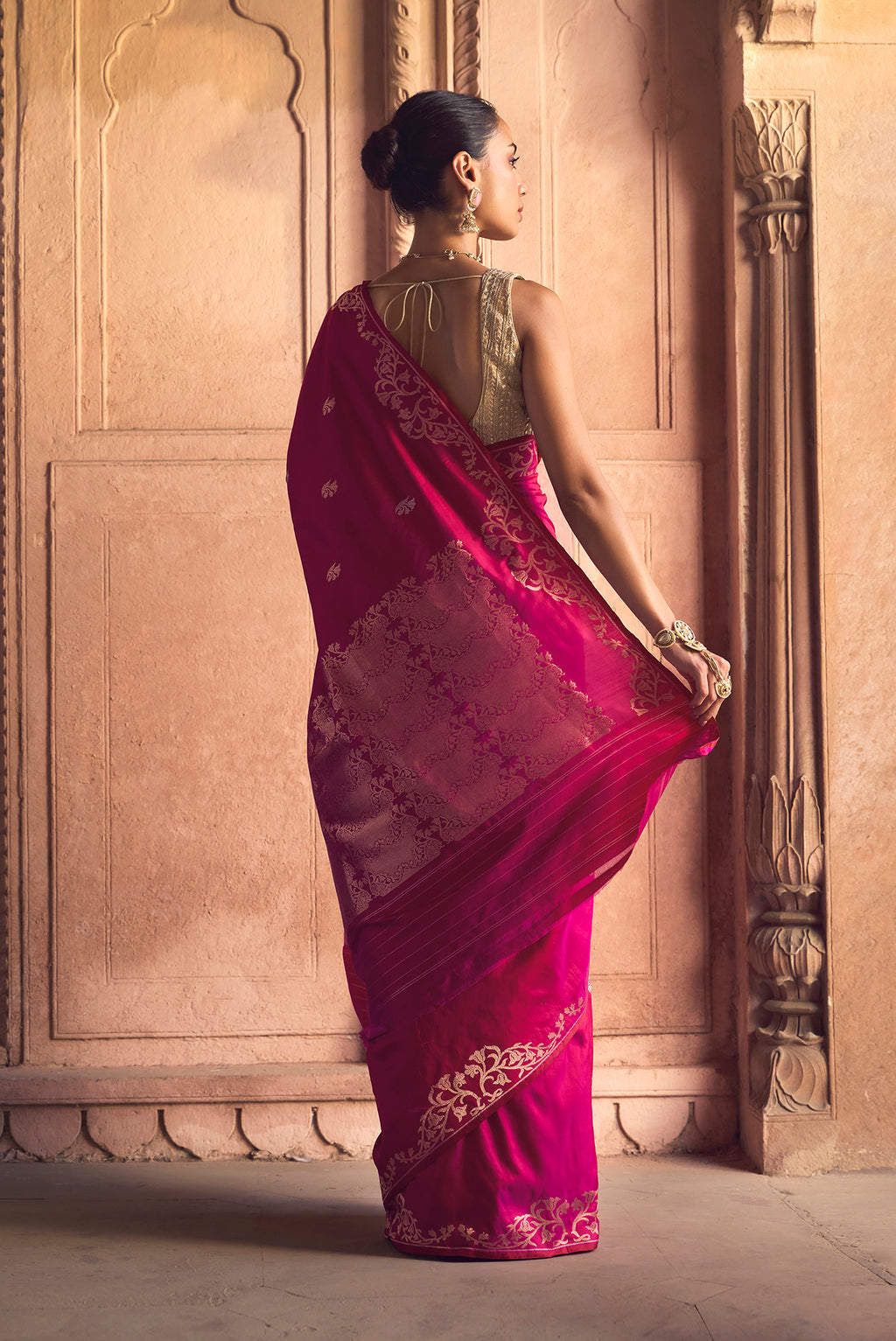 Mrunali- Magenta Banarasi Katan Silk Saree