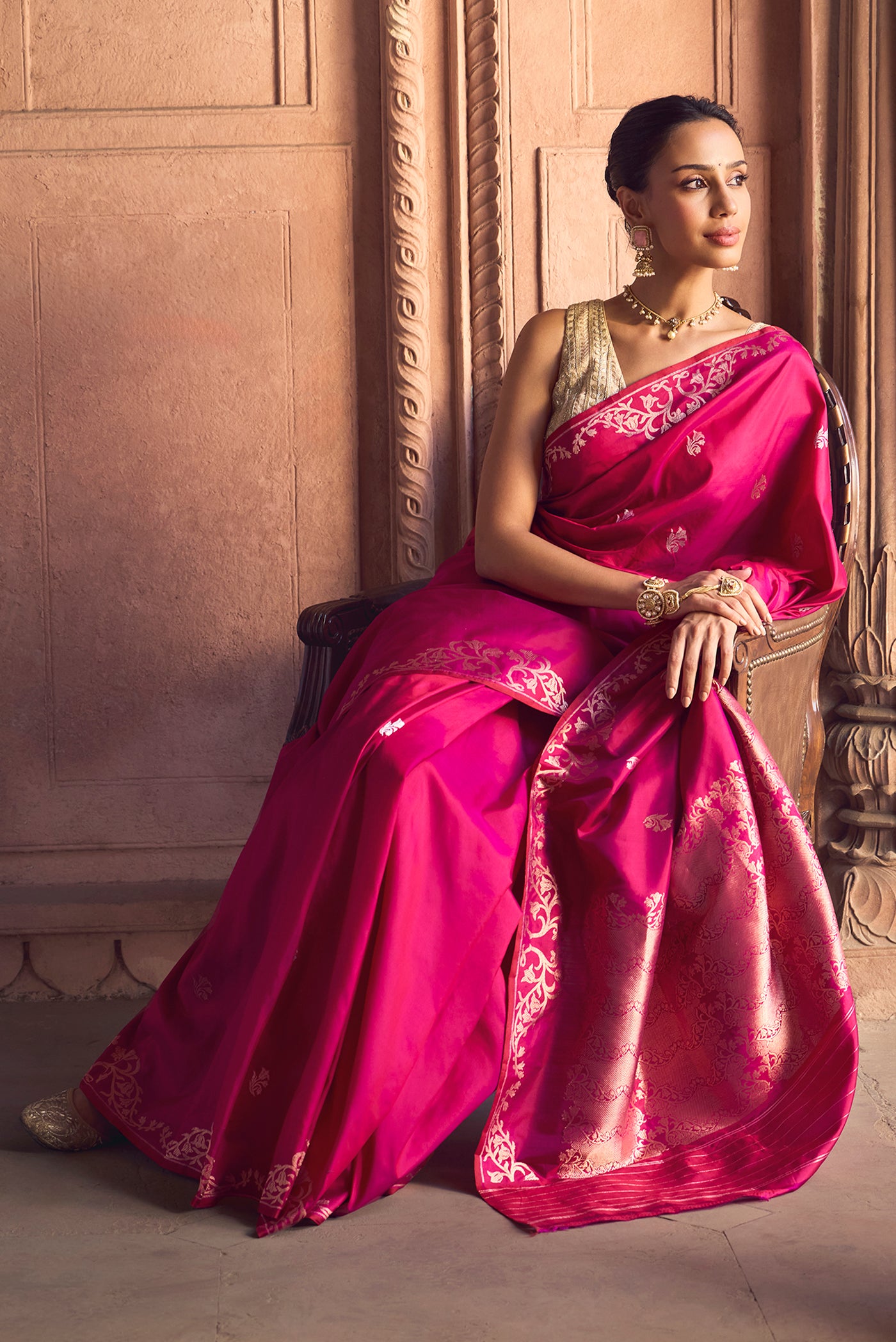 Mrunali- Magenta Banarasi Katan Silk Saree