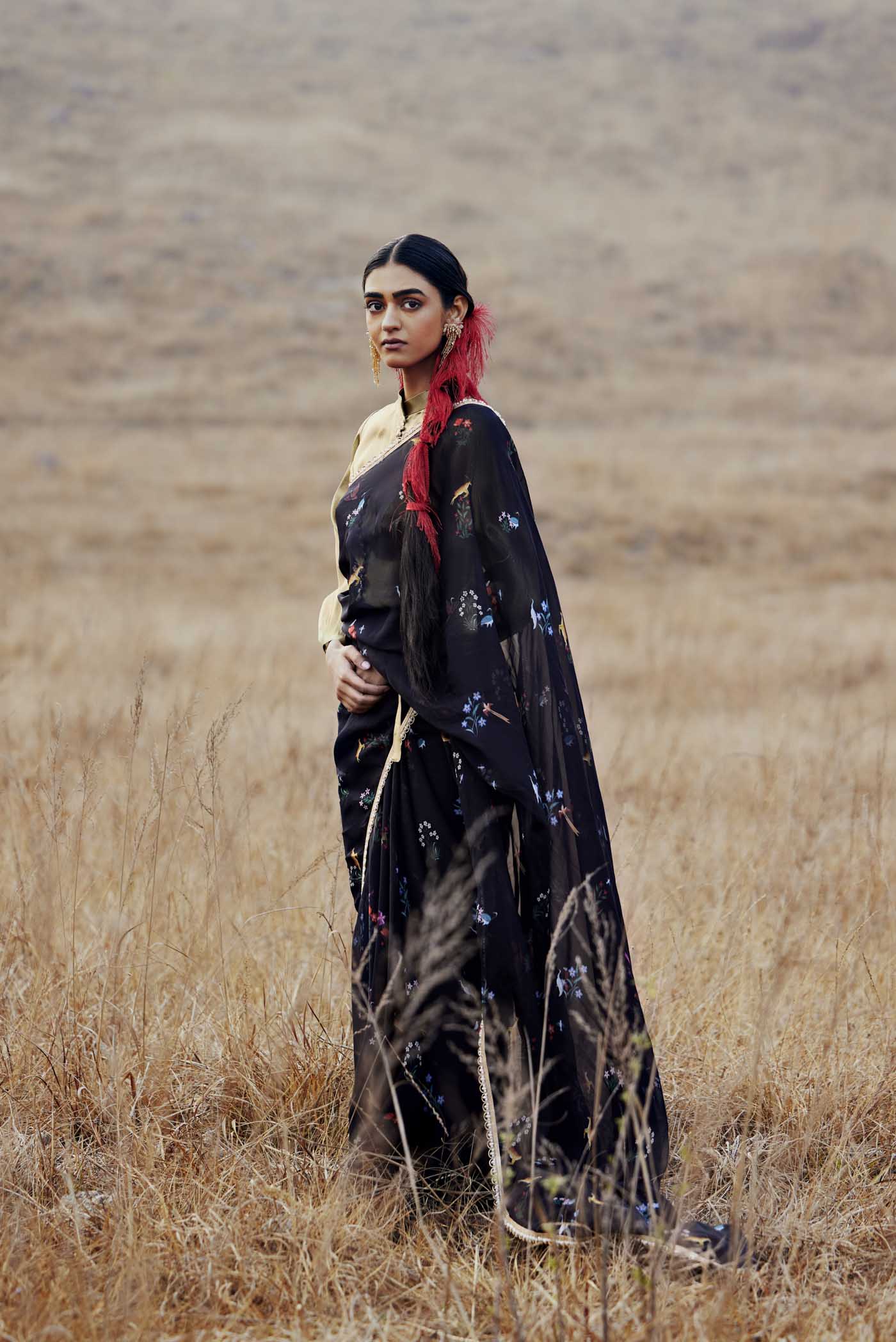 Midnight Lore-Black Pure Organza Silk Saree