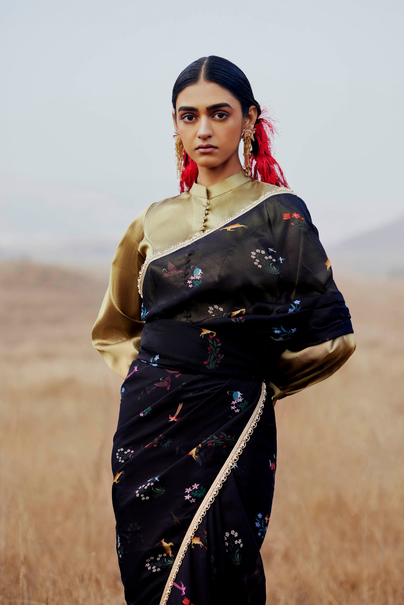 Midnight Lore-Black Pure Organza Silk Saree