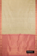 Pista Green Dual Tone Kanchipuram Silk Saree with Zari Butta on the body and Zari Border.  displayed on a mannequin