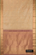 Dark Beige Dual Tone Kanchipuram Silk Saree with Zari Butta on the body and Zari Border.  displayed on a mannequin
