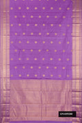 Lavender Dual Tone Kanchipuram Silk Saree with Zari Butta on the body and Fancy Border.  displayed on a mannequin