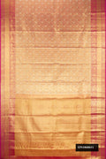 Dark Pink Dual Tone Kanchipuram Tissue Silk Saree with Zari Brocade on the body and Zari Border.  displayed on a mannequin