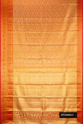 Orange Dual Tone Kanchipuram Tissue Silk Saree with Zari Brocade on the body and Zari Border.  displayed on a mannequin