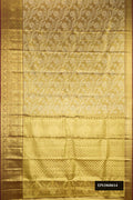 Mehandi Green Dual Tone Kanchipuram Tissue Silk Saree with Zari Brocade on the body and Zari Border.  displayed on a mannequin