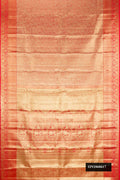 Red Dual Tone Kanchipuram Tissue Silk Saree with Zari Brocade on the body and Zari Border.  displayed on a mannequin