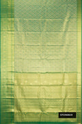 Green Dual Tone Kanchipuram Tissue Silk Saree with Zari Brocade on the body and Zari Border.  displayed on a mannequin
