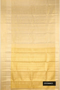 Beige Dual Tone Kanchipuram Tissue Silk Saree with Zari Brocade on the body and Fancy Border.  displayed on a mannequin