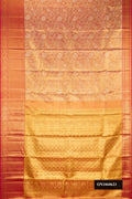 Dark Pink Dual Tone Kanchipuram Tissue Silk Saree with Zari Brocade on the body and Zari Border.  displayed on a mannequin