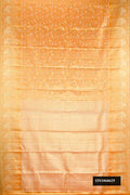 Orange Dual Tone Kanchipuram Tissue Silk Saree with Zari Brocade on the body and Zari Border.  displayed on a mannequin