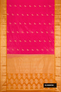 Pink Dual Tone Kanchipuram Silk Saree with Zari Butta on the body and Zari Border.  displayed on a mannequin