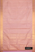 Lavender Dual Tone Kanchipuram Silk Saree with Zari Brocade on the body and Zari Border.  displayed on a mannequin